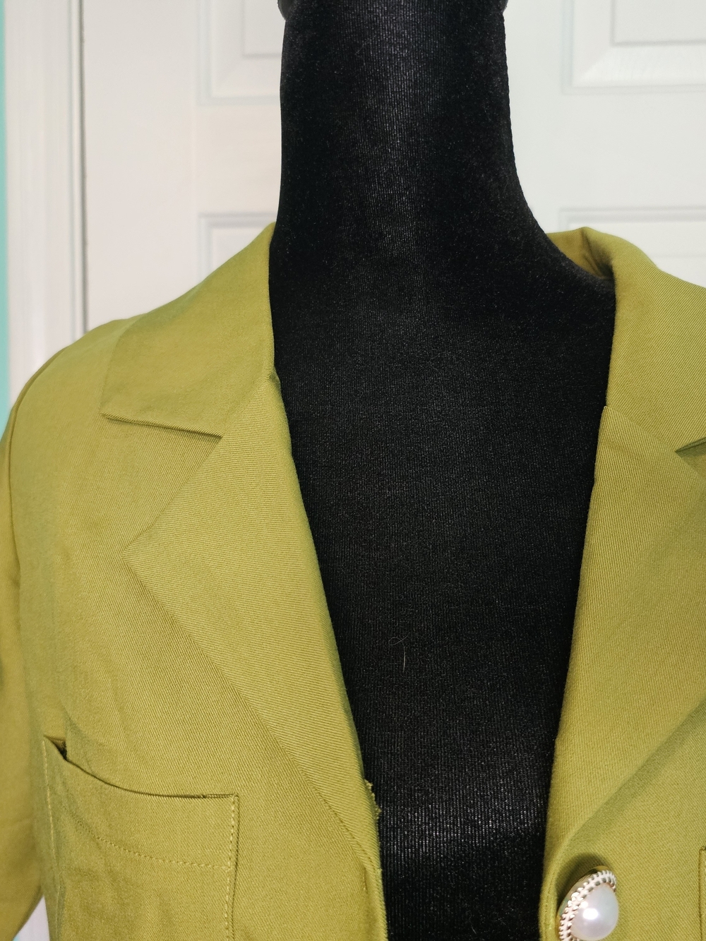 Vero Moda Cropped Blazer in Lime Green w/ Pearl Buttons Women's Size L NWT - Picture 4 of 13